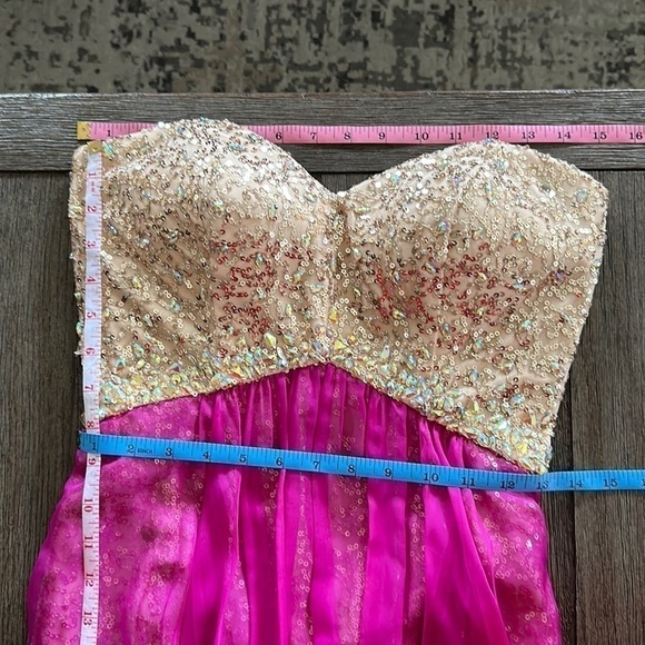 La Femme Magenta Paradise Embellished Layered-Skirt Sweetheart Gown - Picture 13 of 16